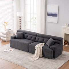 LY-029 GRAY COMPRESSION SOFA: 4-seater combined sofa, Wood Grain Chenille fabric, full sponge compression sofa,combined sofa with 2 pillows  for living/ Home Furniture/ Apartment