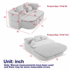 75''2-in-1 Foldable Sofa,Convertible Sleeper Foam Sofa Bed with Multi Functional Blanket, Chenille Floor folding sofa bed,  Floor Sofa Lounge Sofa for Living Room Bedroom Lounge Studio