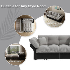 74.8' Queen Pull Out Sofa Bed, 3-in-1 Convertible Sleeper Tufted Sofa with 2 Soft Pillows,Multi-Functional Velvet Loveseat Bed,Grey(New Sku:W1885S00170/W1885S00218)