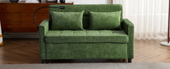 Convertible Loveseat Sofa Bed with Adjustable Backrest, USB Ports, Phone Holder, Side Pockets, Green Chenille, 56.9'
