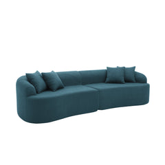 Curved Modular Sectional Sofa in Lamb's Wool Fabric, Modern Minimalist Style, Compressed (No Assembly Required), Comfy for Living Room & Bedroom - Blue