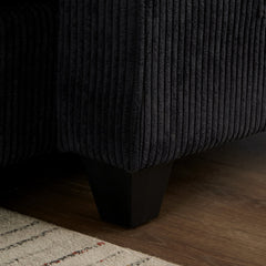 Convertible Chaise Lounge Sofa Chair Bed with USB Ports, Cup Holders & Storage, Black Corduroy, 37.4'