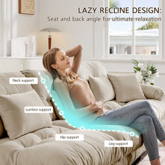 3-Seater Sectional Sofa Modular Deep Seat Sofa Couch , Chenille Sofa Soft Comfy Upholstered Furniture for Living Room, Apartment, Studio, Office,Chenille Light coffee