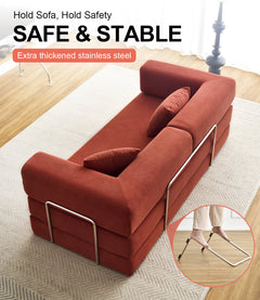 78.8inch  Modular Sectional Sofa, Convertible Pudding Block Sofa, Floor Standing Sofa Bed Arm Comfort Sofa Bed, Compression Sofa for Living Room and Bedroom -  (Orange)