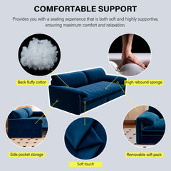 66' Queen Pull Out Sofa Bed, 3-in-1 Convertible Sleeper Sofa with Side Storage,Multi-Functional Velvet Loveseat Bed for Living Room,Bedroom(Old Sku:W1885S00047/W1885S00117;New Sku:W1885S00225)