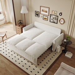 70.9' Pull Out Sofa Bed, 3-Seat Convertible Sleeper Sofa with 2-in-1 Pillow and Blanket Set,Multi-Functional Velvet Loveseat Bed,Beige