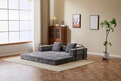Floor Couch,Compression Sofa,Convertible Floor Sofa Bed-with Pillow Back Support Armrest,Comfy Futon Couch Lounge Sleeper Bed,Chenile fabric,for Living Room Bedroom (DARK-GREY)