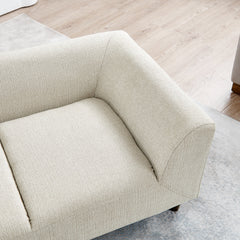 Modern Rectangular Pet Sofa with Backrest and Armrests, Soft Cushion for Small and Medium Dogs, Beige Linen