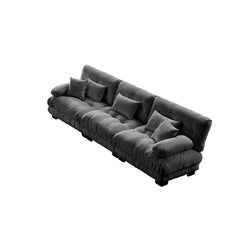 3-Seater Sectional Sofa Modular Deep Seat Sofa Couch , Chenille Sofa Soft Comfy Upholstered Furniture for Living Room, Apartment, Studio, Office,Chenille Gray