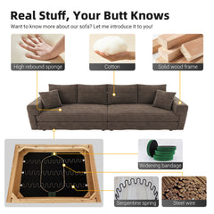 102.4 'Plush Corduroy 4-Seat Sofa,Modern Comfy Upholstered Sofa Cloud Couch,Deep Seat Couches with Soft Pillows and Movable Ottoman,Convertible Sofa Lounge Chair,for Living Room,Apartment,Office,Camel