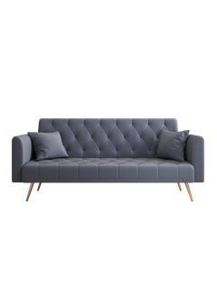 71-inch convertible love seat sofa, American vintage grey velvet material, suitable for small living room, bedroom, office