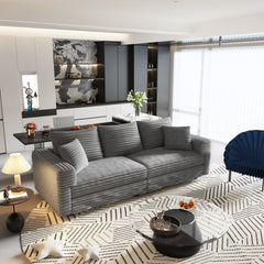 82.7 ' Plush Corduroy 3-Seat Sofa,Modern Comfy Upholstered Sofa Cloud Couch,Deep Seat Couches with Soft Pillows,Convertible Deep Seat Sofa Lounge Chair for Living Room Bedroom,Apartment,Office,Grey