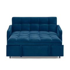 Loveseats Sofa Bed with Pull-out Bed,Adjsutable Back and Two Arm Pocket,TypeC and USB Charging with Copper nail,Blue (47'x53'x31')