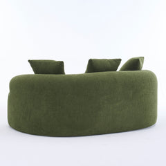 LY-025S Green Curved Loveseat: Compressed No Assembly, Chenille Small Sofa, 30D Sponge, Compact for Apartments, 65' L, 300Lbs, 3 Pillows