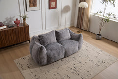 Giant Bean Bag Couch for Adults, Ultra Soft Fluffy Loveseat Bean Bag Sofa, Oversized Chase Lounge Chair Indoor for Living Room Bedroom, No Assembly Required Cozy Reading Chair with Pillows, Grey