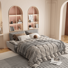 73.2' Queen Pull Out Sofa Bed,3-in-1 Convertible Sleeper Sofa,Multi-Functional Velvet Loveseat Bed,Grey(Old Sku:W1885S00051;New Sku:W1885S00229)
