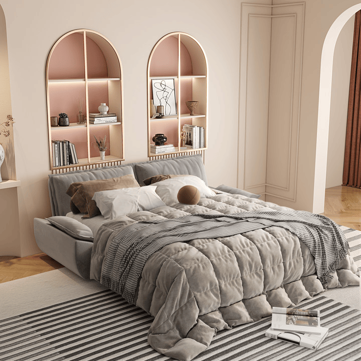 73.2' Queen Pull Out Sofa Bed,3-in-1 Convertible Sleeper Sofa,Multi-Functional Velvet Loveseat Bed,Grey(Old Sku:W1885S00051;New Sku:W1885S00229)