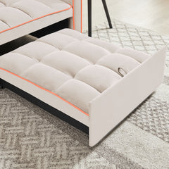 Modern Three-in-One Folding Sofa Bed Chair with Adjustable Back in Creamy White Velvet