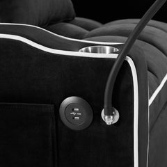 Convertible Sleeper Chair Sofa Bed with Multi-Pockets, Adjustable Pull Out Sofa for Small Spaces, Black Velvet