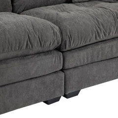 84' Chenille Sofa Small Sofa Loveseat Deep Seat Sofa Couch with 2 Throw Pillows & Memory Foam for Living Room Apartment Office Lounge-Grey