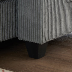 Convertible Chaise Lounge Sofa Chair Corduroy Sleeper with USB Ports, Cup Holders, Storage, Grey