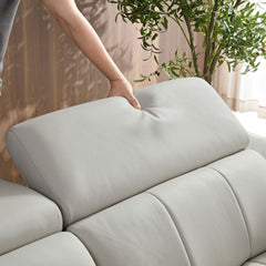Wall-Hugger Reclining Sofa Modern Electric Control Genuine Leather L Shaped Couch,Lounge Seat Theater Seating Furniture with USB Port, Sofa with Headrest & Footrest for Living Room,Apartment,Office