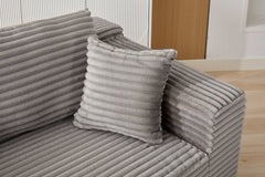 Compression Sectional Couch with Comfy Chaise, Boneless L Shape Sofa with Deep Seat, Minimalist Modular Couches Sleeper for Living Room Bedroom Apartment Lounge,corduroy,Grey