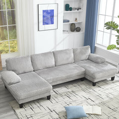 [VIDEO provided][New]U-Shaped Couch with Oversized Seat,4-Seat Sofa  with Double Chaise,Comfortable and spacious indoor furniture for Living Room,Apartment