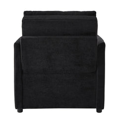 Upholstered Convertible Sleeper Sofa with 5-Position Backrest, Side Pockets, Storage, Black Chenille, 31.5'