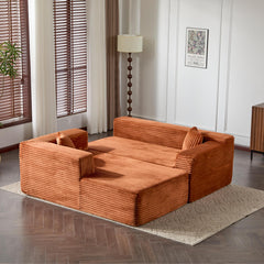 Compression Sectional Couch with Comfy Chaise, Boneless L Shape Sofa with Deep Seat, Minimalist Modular Couches Sleeper for Living Room Bedroom Apartment Lounge,corduroy,Brown