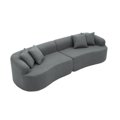 Curved Modular Sectional Sofa in Lamb's Wool Fabric, Modern Minimalist Style, Compressed (No Assembly Required), Comfy for Living Room & Bedroom - Gray