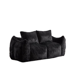 Giant Bean Bag Couch for Adults, Ultra Soft Fluffy Loveseat Bean Bag Sofa, Oversized Chase Lounge Chair Indoor for Living Room Bedroom, No Assembly Required Cozy Reading Chair with Pillows, Black