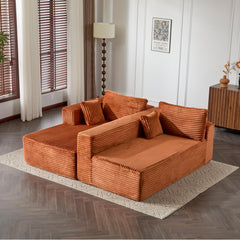 Compression Sectional Couch with Comfy Chaise, Boneless L Shape Sofa with Deep Seat, Minimalist Modular Couches Sleeper for Living Room Bedroom Apartment Lounge,corduroy,Brown