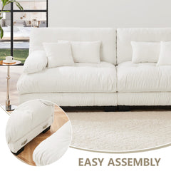 3-Seater Sectional Sofa Modular Deep Seat Sofa Couch , Chenille Sofa Soft Comfy Upholstered Furniture for Living Room, Apartment, Studio, Office,Chenille White