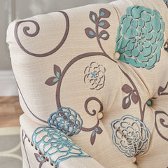 Vitality Club Chair with Button-tufted Diamond Stitching and Turned Legs, Blue and White