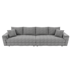 102.4 ' Plush Corduroy 4-Seat Sofa,Modern Comfy Upholstered Sofa Cloud Couch,Deep Seat Couches with Soft Pillows,Convertible Deep Seat Sofa Lounge Chair for Living Room Bedroom,Apartment,Office,Grey