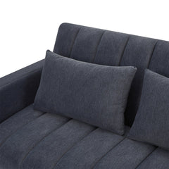 Convertible Sofa Bed Loveseat with USB Ports, Side Pockets, Cup Holders, and Phone Holder in Blue Grey Bella Fabric, 55.9'