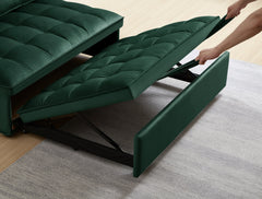 Convertible sleeping sofa bed, modern velvet fabric double seat sofa bed, sleeping sofa bed with 2 backs and detachable backs, backs, suitable for living room bedroom(GREEN)