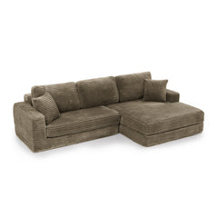 Right sofa seat,L shape Modular Sectional Sofa, Compressed Sectional Sofa Modern Minimalist Style Corduroy Couch,Unfold into a bed, Bedroom, Comfy Compressed Sofa Couch Space-Efficient Design-Brown