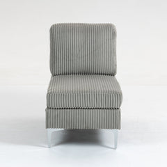 Modular Sectional Sofa Armless Seat Module, Corduroy Accent Chair with Back Cushion, Gray