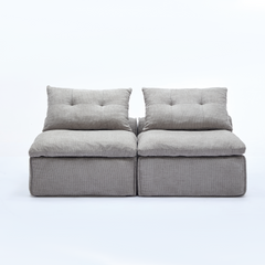 [NEW ARRIVED] [VIDEO PROVIDED]Modular Sofa,No Armrests,At will DIY, Chenille Fabric,Neck Pillow-Back Lounge Sofa Chair,Reading Nook, or Apartment Living, Lumbar Pillow,2 Seats,Upholster ,Light Gray
