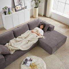 Modern Chenille Upholstered Sectional Sofa Couch Set,Modular 108' L Shaped Sectional Living Room Sofa Set With 6 Pillows,Free Combination Sofa Couch for Living Room,Bedroom(Right Chaise)W834P240002