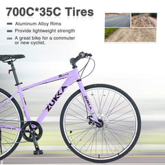 Shimano 7 Speed Hybrid Bike Aluminum Alloy Frame Double Disc Brakes 700C Road Bike For men women's City Bicycle