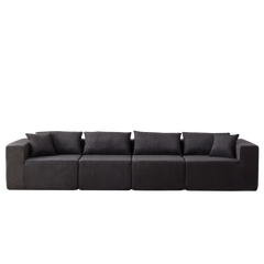 104-Inch Corduroy  Modular L Shaped Sectional Sofa,Luxury Floor Couch Set,Upholstered Indoor Furniture,Foam-Filled Compressed Sofa for Living Room,Bedroom,4 PC Free Combination