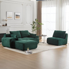 Modern Memory Foam Compressed Sofa,Large Sectional Couches for Living Room,Pet-Friendly Cloud Modular Sectional Sofa,Corduroy Fabric,Extra Deep Loveseat,No assembly required,Green