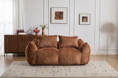 Giant Bean Bag Couch for Adults, Ultra Soft Fluffy Loveseat Bean Bag Sofa, Oversized Chase Lounge Chair Indoor for Living Room Bedroom, No Assembly Required Cozy Reading Chair with Pillows, Brown