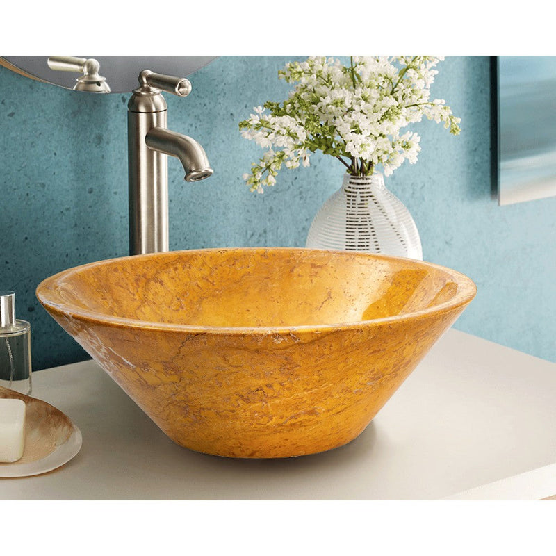 Golden Sienna Travertine V-Shape Tapered Sink Polished  (D)16