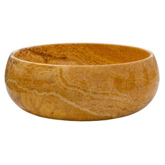 Golden Sienna Travertine Natural Stone Vessel Sink Filled and Polished  (D)16" (H)6"