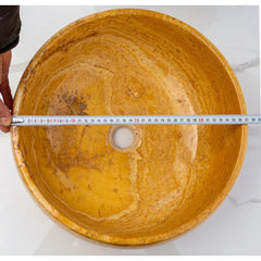 Golden Sienna Travertine Natural Stone Vessel Sink Filled and Polished  (D)16" (H)6"