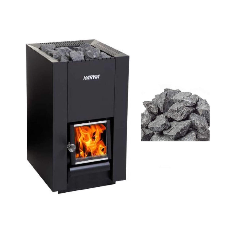 Harvia Linear Black Wood Sauna Stove With Sauna Stones [WK16/20/28OC] (SAK15368)